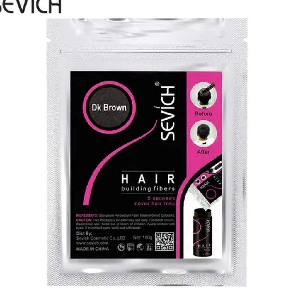 SEVICH Hair Fibers Refill  DARK BROWN (100g Pro Size) + FREE Bottle –